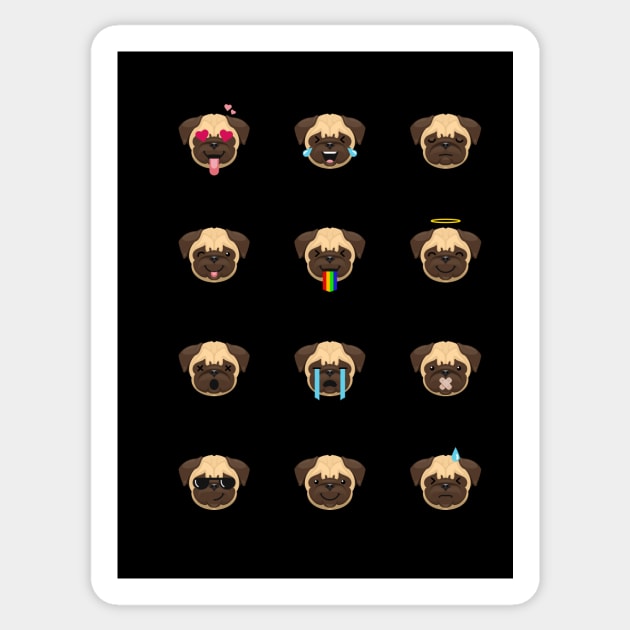 Funny Pug Dog Emoji Sticker by stonemask